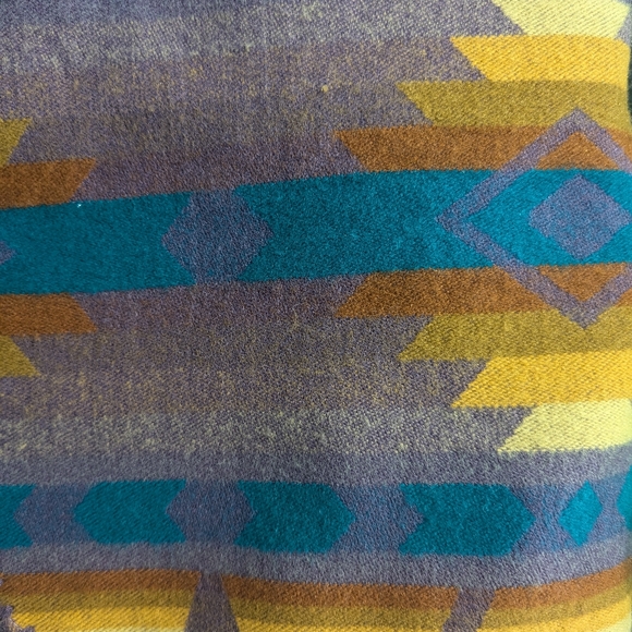 Shawl handmade fibres Aztec design reversible - Picture 2 of 5